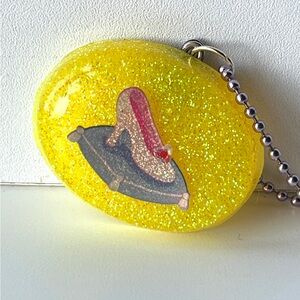 Yellow Glitter Keychain with Shoe Design